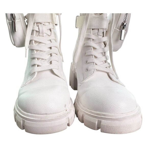 Steve Madden Hyped Chunky Sole Boots in White Micro Ankle Pack Size 6.5 - Picture 4 of 9